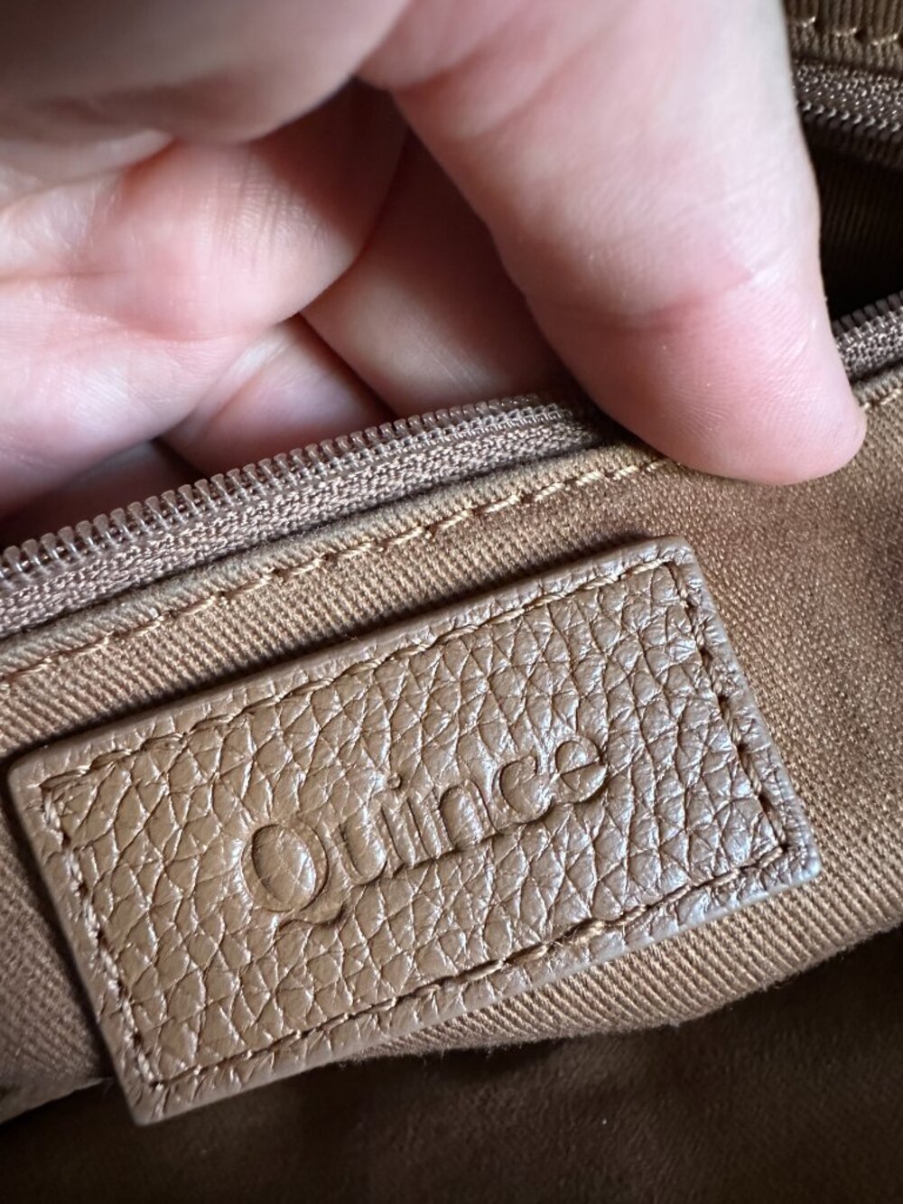 Quince Italian Leather Patchwork Crossbody Bag Cognac Color - Picture 10 of 16